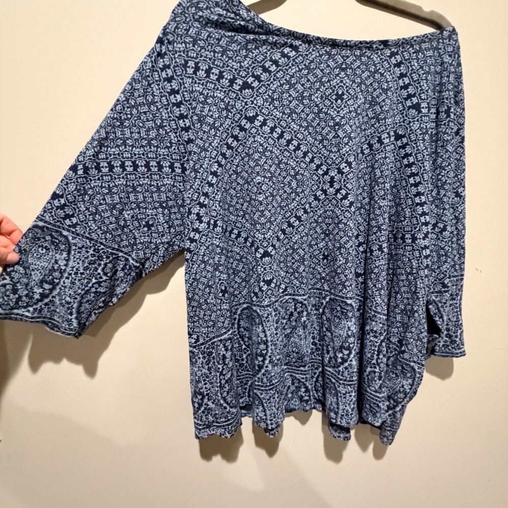 Lucky Brand Paisley Print Top Women 3X Flowy Boho Cottagecore Whimsigoth